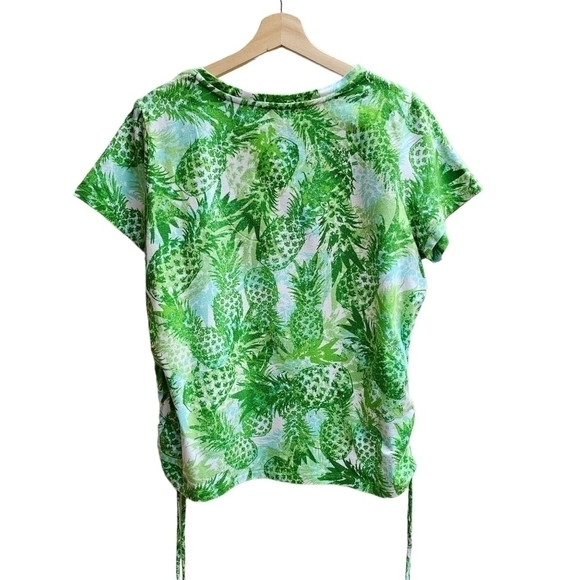 Caribbean Joe Bermuda Upside-down Pineapple V-Neck Top, Size XL - Picture 3 of 7